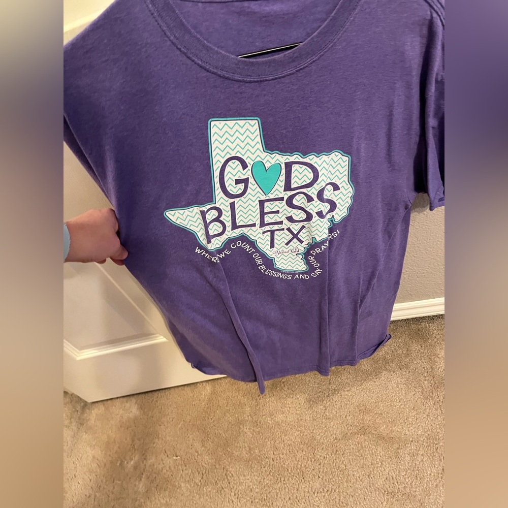 Purple 'God Bless Texas' T-Shirt